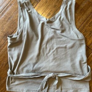 Calia Crop Wrap & Tie Tank Dark Gray NWT Carrie Underwood Medium Athleisure Luxe